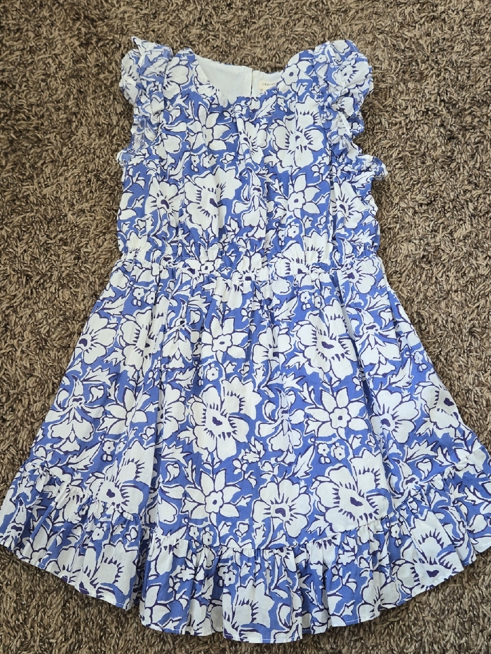 Girls Blue and White Floral Dress